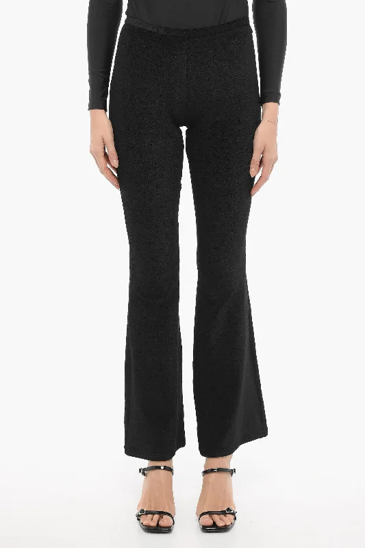 stylish straight-fit trousers for women -Courreges Solid Color Flared Pants with Side Zip