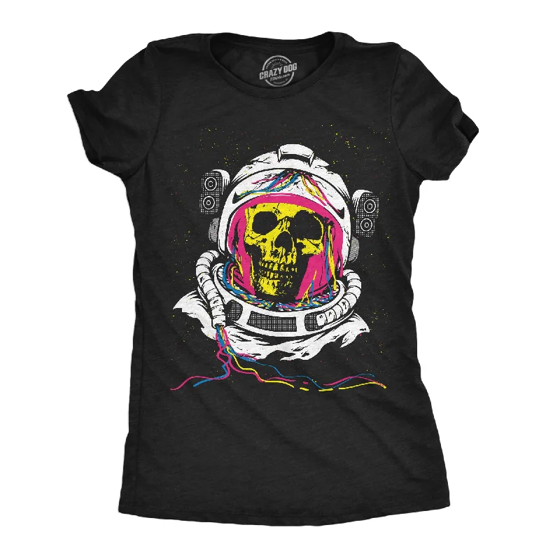 ladies' satin camisoles -Rainbow Astronaut Skull Women's T Shirt