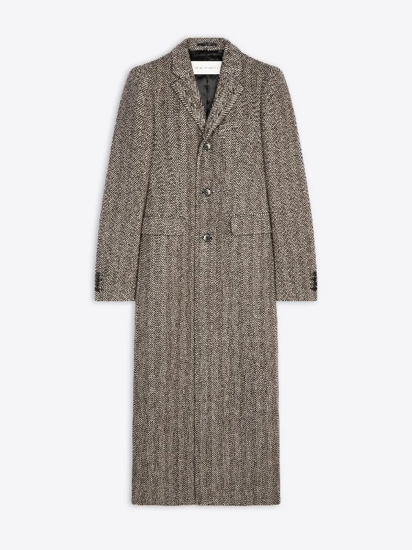 ladies' high-neck coats -Herringbone coat