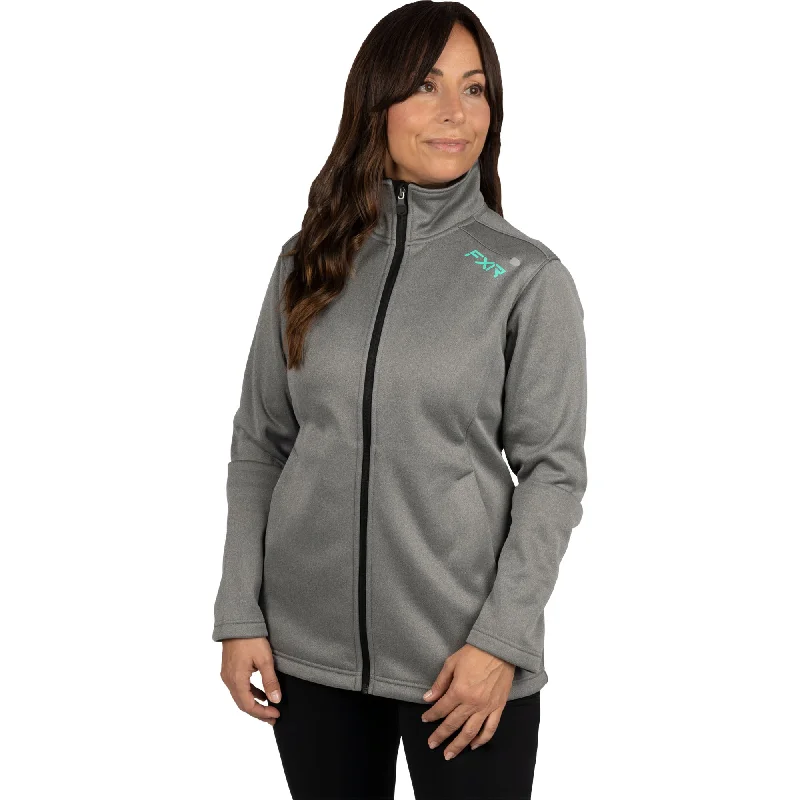 women's casual zip-up jackets -FXR Elevation Tech Zip Up Jacket Grey Heather/Mint