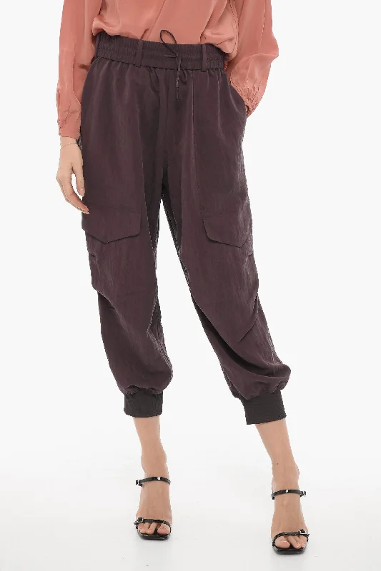 women's wool trousers -Y-3 by Yohji Yamamoto ADIDAS Wide Leg Cargo Pants with Elastic Waistband