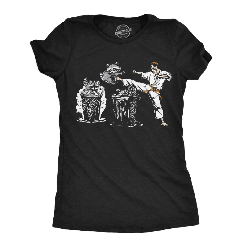 women's camo print tops -Karate Kicking Raccoon Women's T Shirt