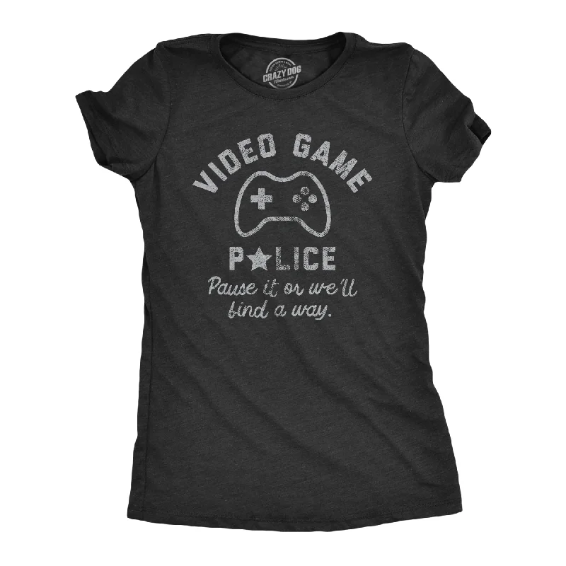 women's striped knit tops -Video Game Police Women's T Shirt