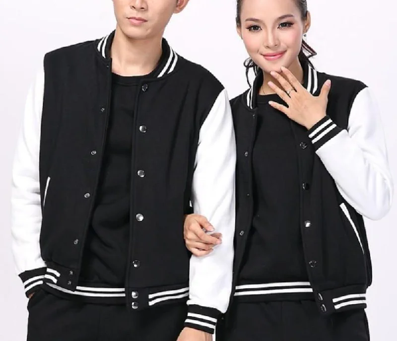 women's side-zip winter coats -Unisex Baseball Jacket in Black