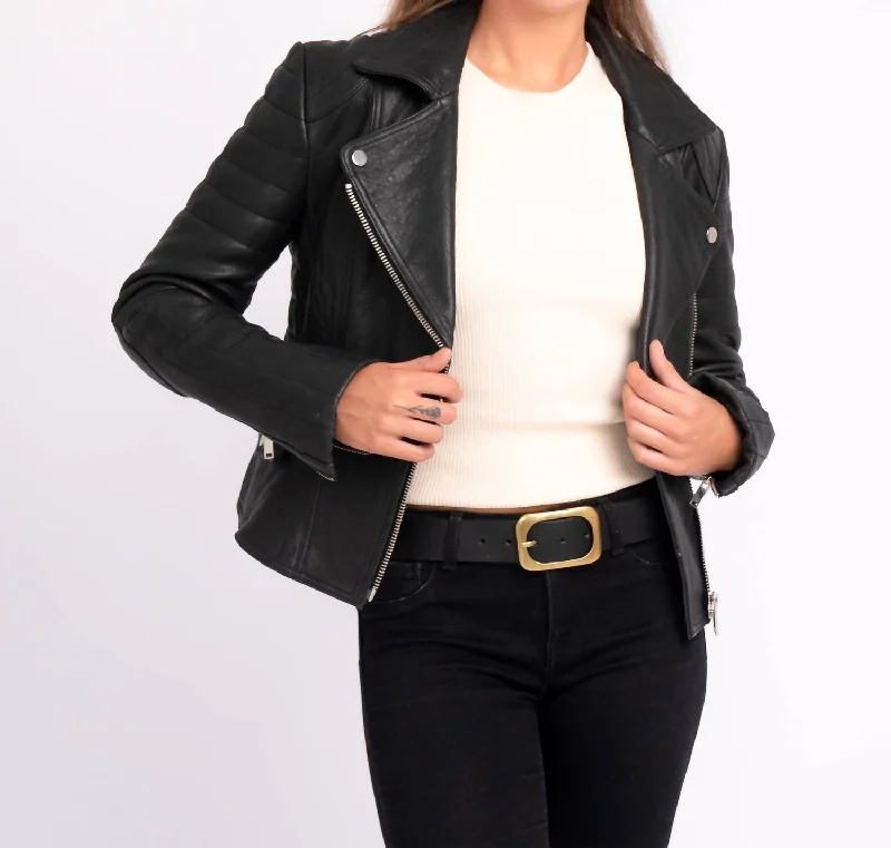 women's thermal winter coats -Munroe Leather Jacket In Black