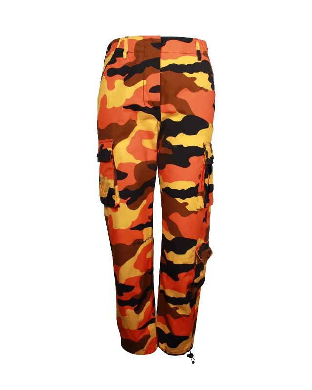 stylish ankle-length skirts for women -Off-White Camouflage Printed Cargo in Orange Cotton