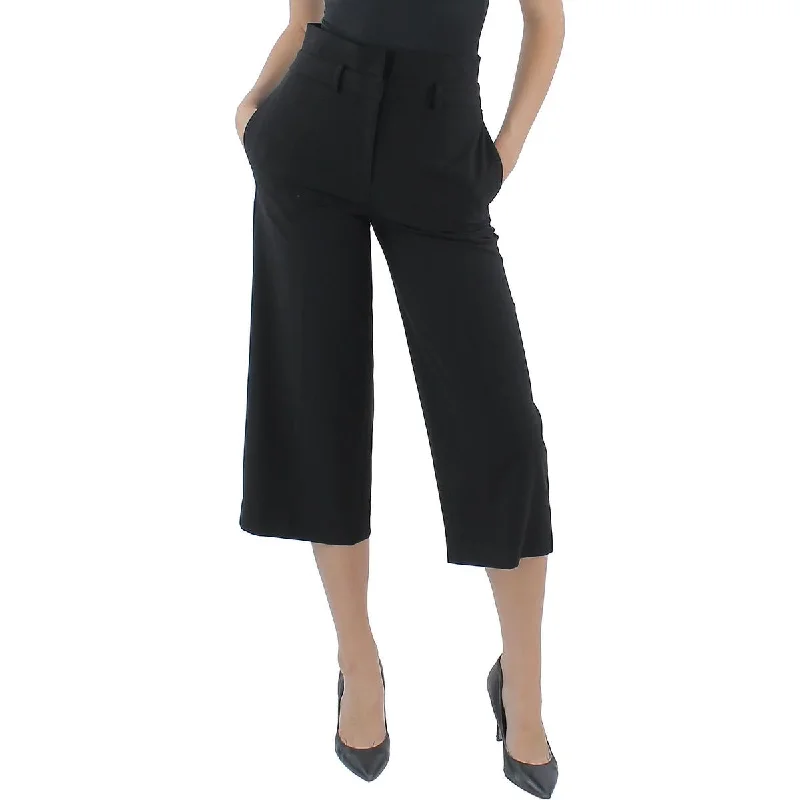 trendy asymmetric pants for women -DKNY Womens Petites Solid  Cropped Pants