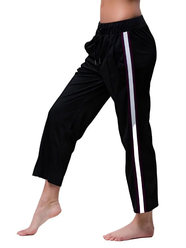 women's ruffle skirts -Onzie Yoga Flow Tract Pant 2074 Black/Aubergine