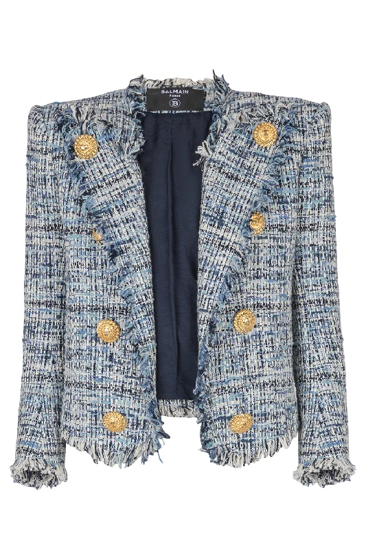 women's embroidered coats -SIDE TO SIDE TWEED SPENCER JACKET