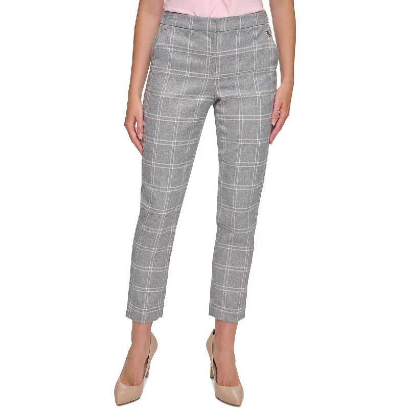 women's high-rise jeggings -Tommy Hilfiger Womens Cropped Plaid Cropped Pants