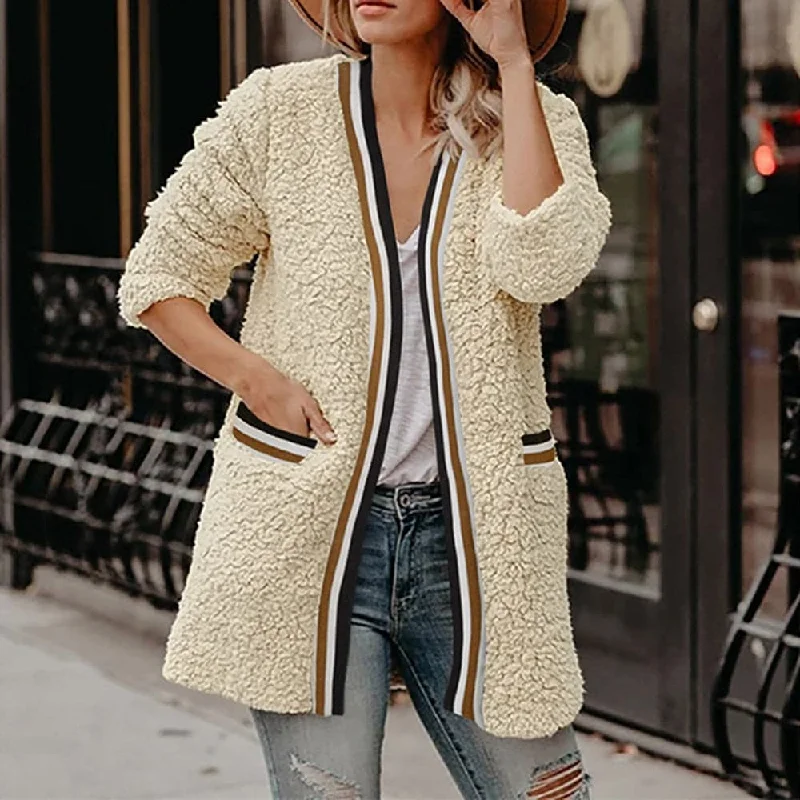 women's sporty hybrid coats -DressBetty - Women's Fashion Teddy Jacket Young Women Warm Spring Windbreaker Slim Jacket Western Casual Christmas Wild Personality hot sale