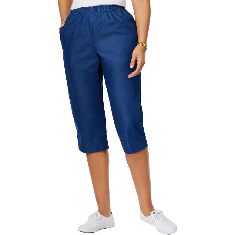 ladies' pleated skirts -Alfred Dunner Womens Denim Cropped Capri Pants