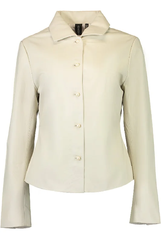 women's hooded raincoats -Shirt Jacket - Off White