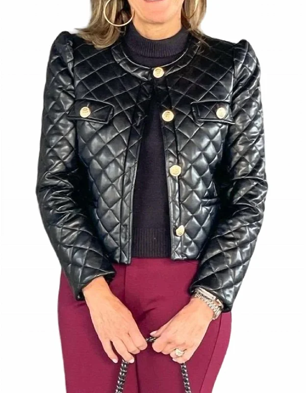 women's lightweight jackets -Cropped Quilted Coco Jacket In Black