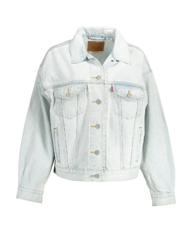 women's long padded coats -Levis Women's Classic Trucker Denim Jacket Light Wash