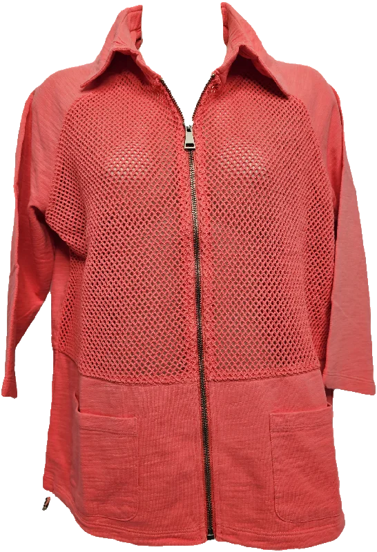 women's sporty hybrid coats -Jacket - Mesh 3/4 Sleeve - Coral Reef -  24101MLT