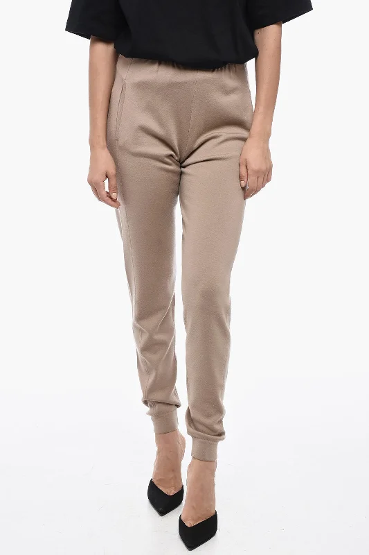 women's stretch leggings -Saint Laurent Wool Sweatpants with Cuffs