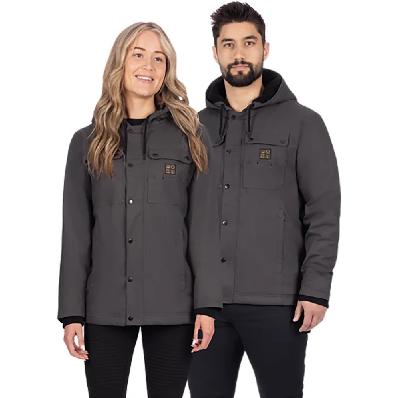 trendy cropped jackets for women -FXR Roughneck Canvas Snowmobile Jacket Asphalt Grey