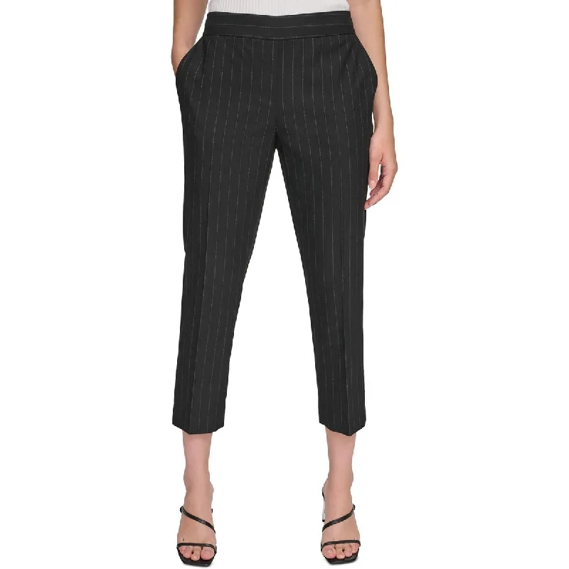 ladies' lace skirts -Calvin Klein Womens Pin Stripe Side Zipper Trouser Pants