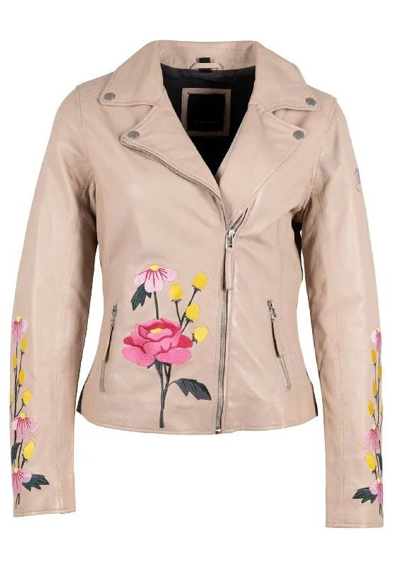 women's asymmetrical zipper jackets -Women's Peonie Rf Jacket In Light Beige