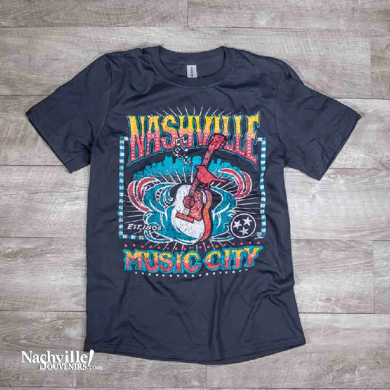 women's back tie tops -Nashville "Guitar Bird" T-shirt