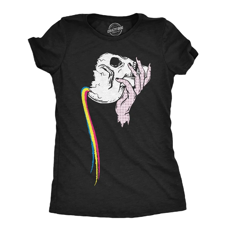 casual plaid shirts for women -Pouring Rainbow Skull Women's T Shirt