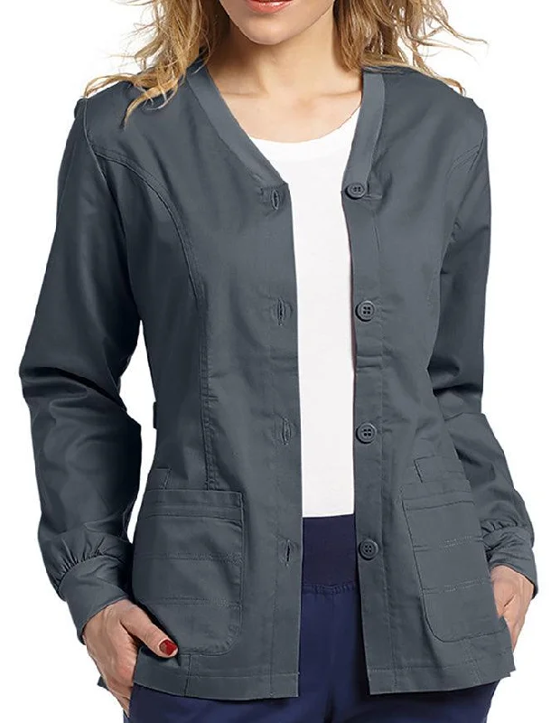 women's asymmetrical zipper jackets -White Cross Allure 27 Inch Women's Button Front Stretch Jacket