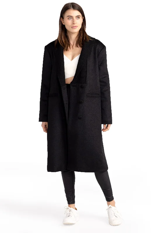 women's two-tone trench coats -After Party Qulited Lining Coat - Black