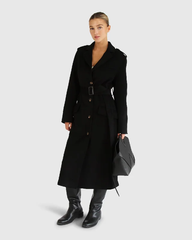 stylish belted coats for women -Skylight Longline Coat