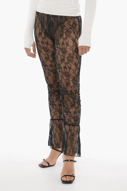 women's high-waisted shorts -Adriana Hot Couture Macrame' Lace Sheer Pants