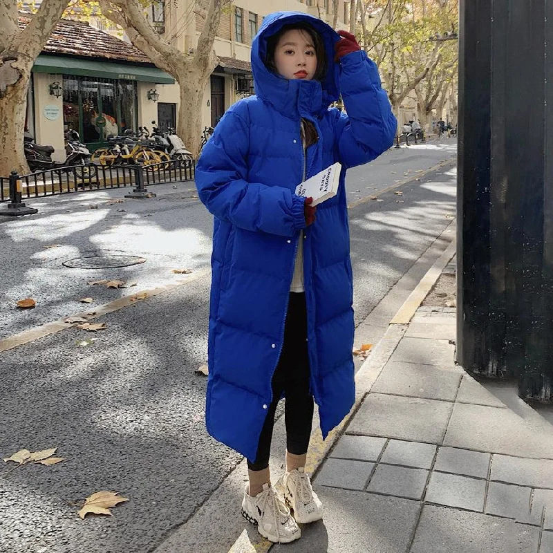 women's A-line coats -Hooded Quilted Puffer Parka Coat