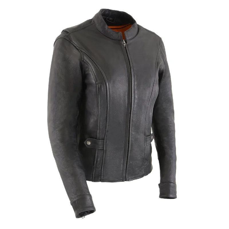 women's lightweight jackets -Milwaukee Leather MLL2530 Women's Vented Black Leather Scooter Jacket