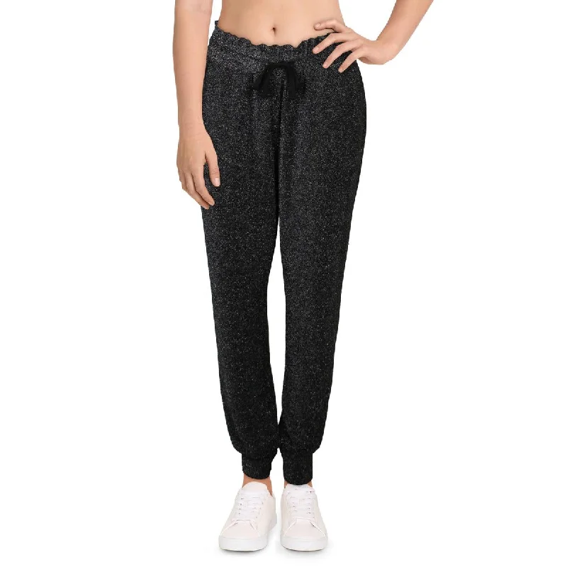 women's high-waisted jeans -INC Womens Metallic Glitter Jogger Pants