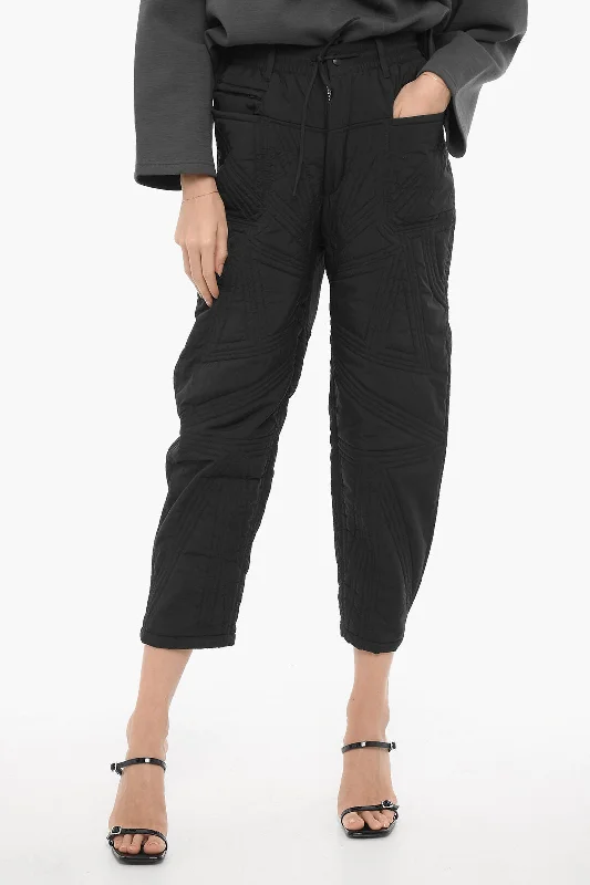 women's high-slit skirts -Y-3 by Yohji Yamamoto ADIDAS Quilted Nylon Pants with Belt Loops