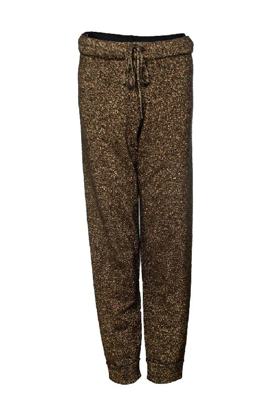 women's fleece-lined leggings -Metallic lurex jogging trousers