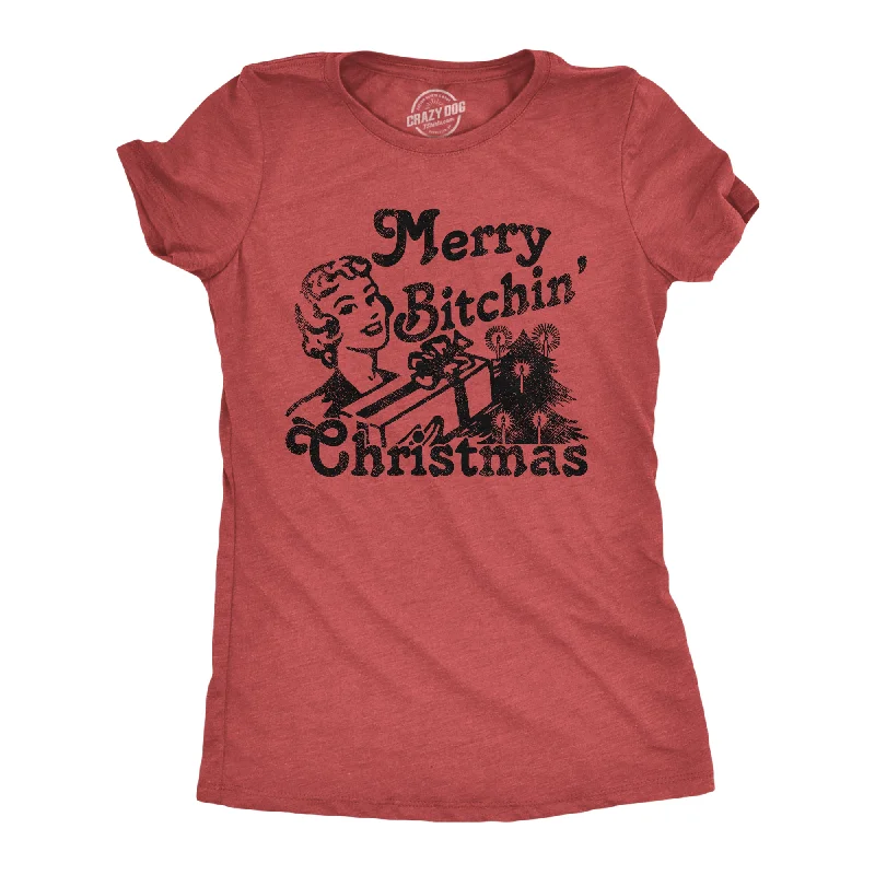 women's striped knit tops -Merry Bitchin Christmas Women's T Shirt