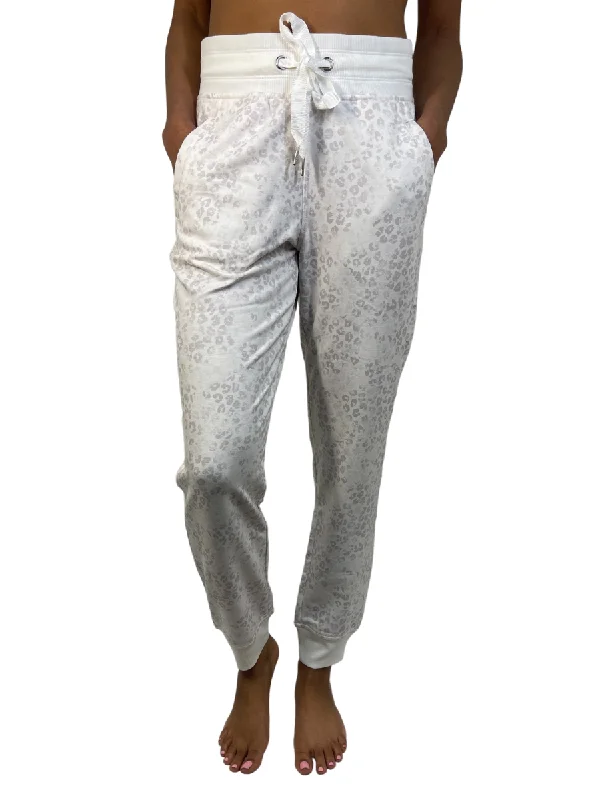 women's high-waisted jeans -Apana Little Leopard Sweat Pants Winter White