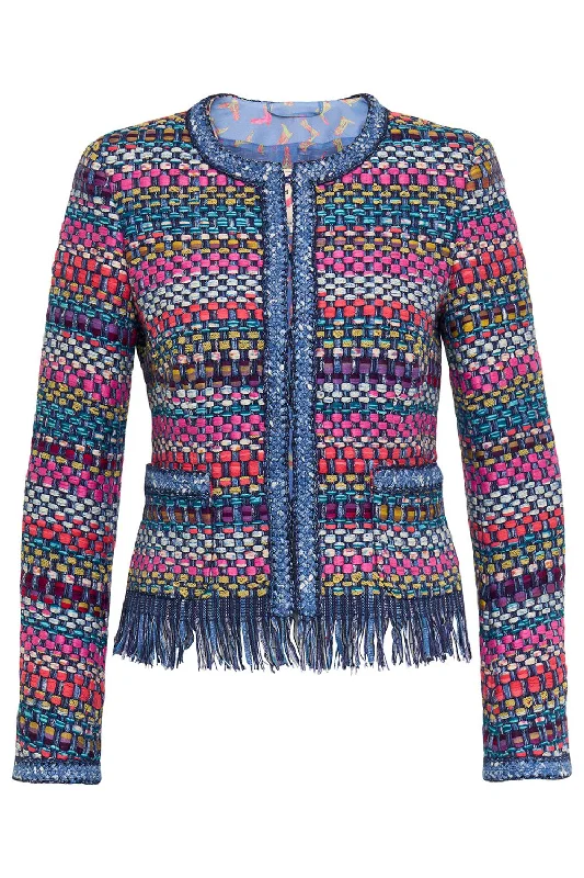 ladies' cashmere coats -Fringe Detail Jacket