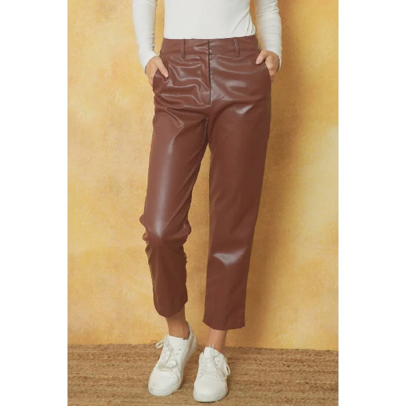 stylish ankle-length skirts for women -Entro - Faux Leather Pants