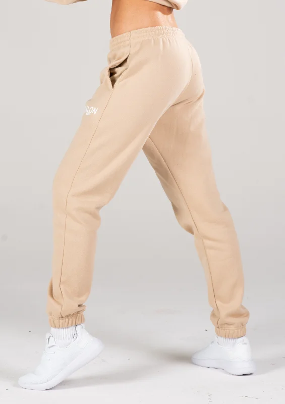 women's pleated wide-leg pants -Beige Sweatpants