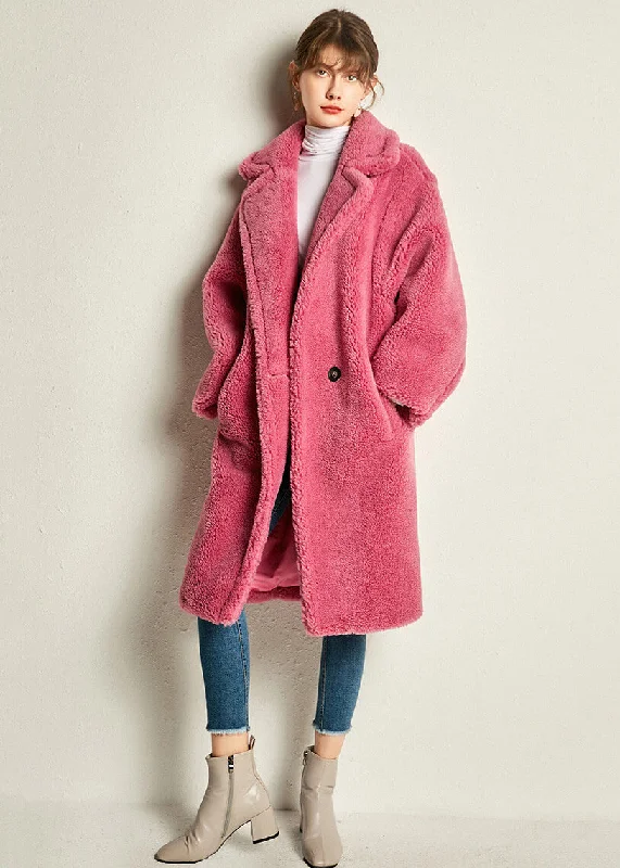 women's elegant evening coats -Wool Blend One Button Coat