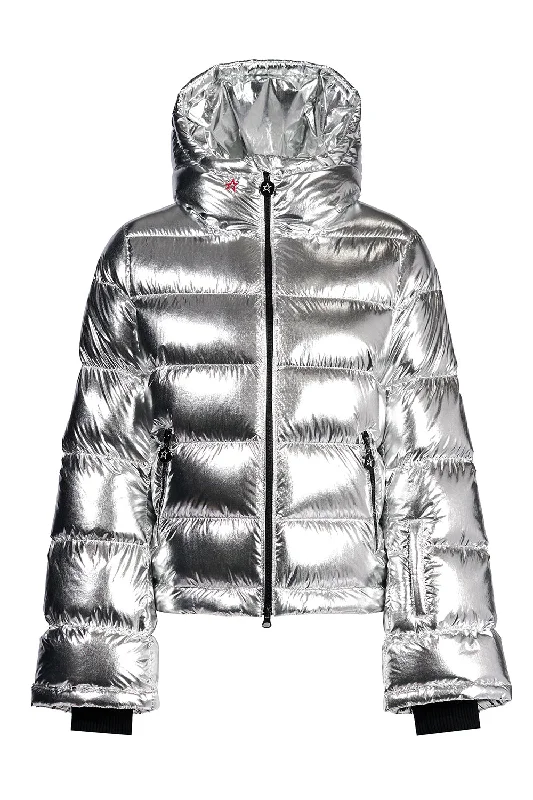 women's puff-sleeve coats -Polar Flare Ski Jacket II - Silver Foil