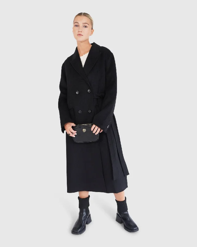 women's double-breasted coats -Right There Side Tie Coat