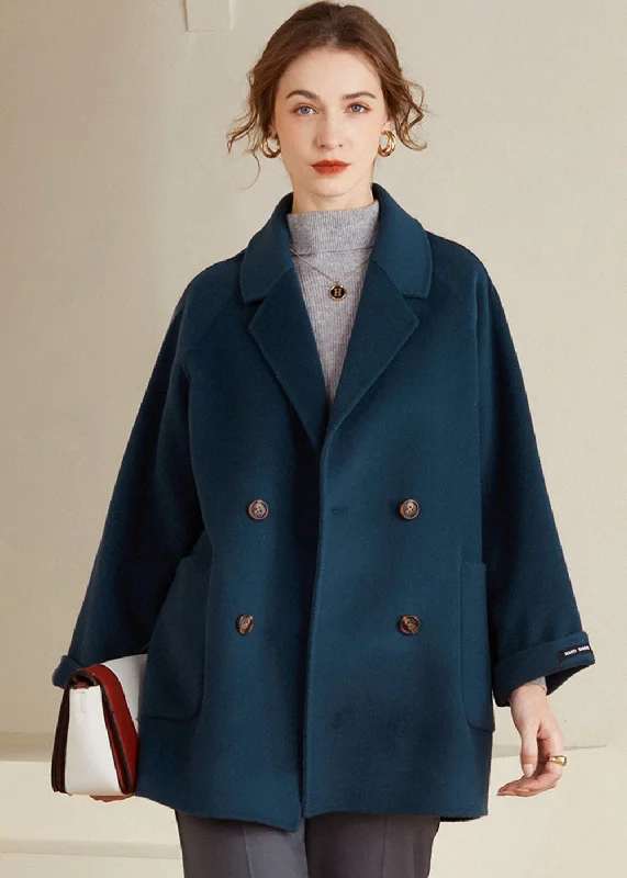 women's longline wool coats -Maisie Double Breasted Button Wool Coat