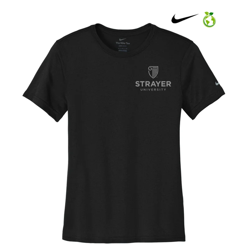 women's relaxed-fit blouses -NEW STRAYER Nike Ladies Swoosh Sleeve rLegend Tee - BLACK