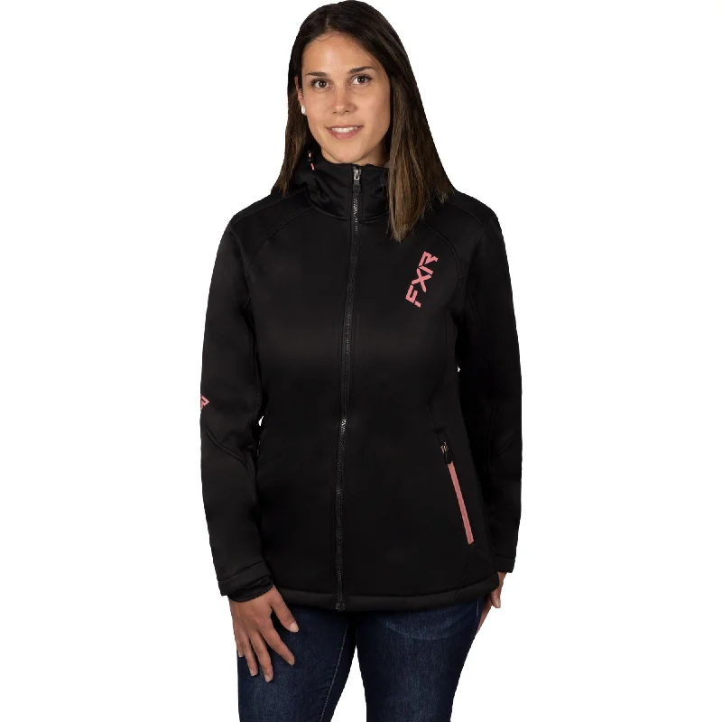 women's quilted coats -FXR Pulse Softshell Jacket Black/Dusty Rose