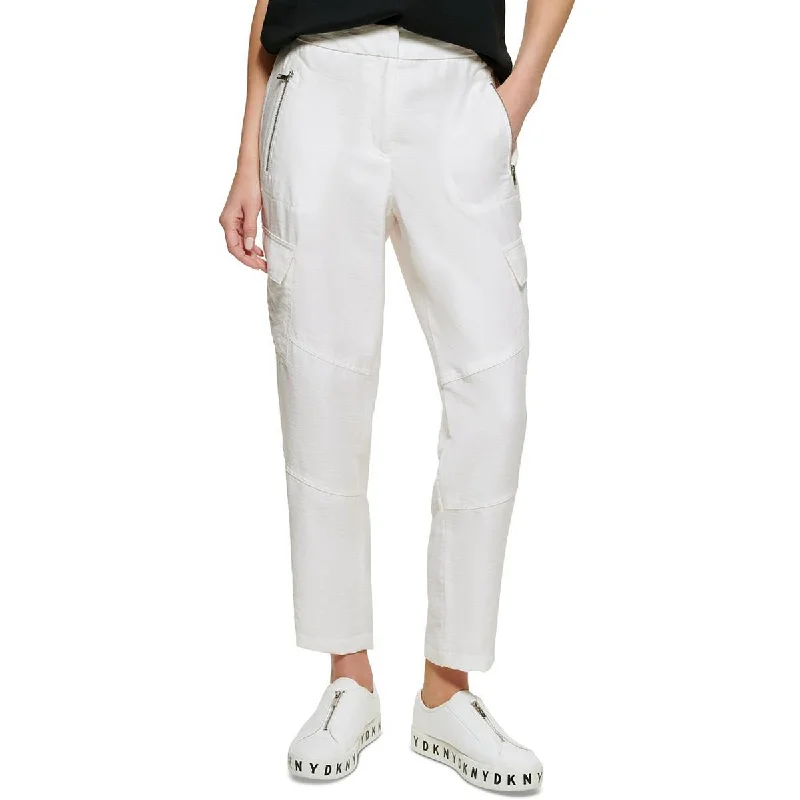 women's tuxedo pants -DKNY Womens High Rise Utility Cargo Pants