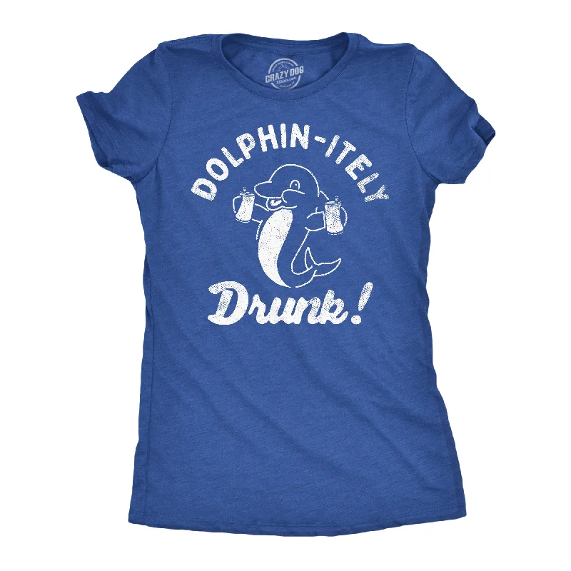 women's bohemian tops -Dolphin Itely Drunk Women's T Shirt