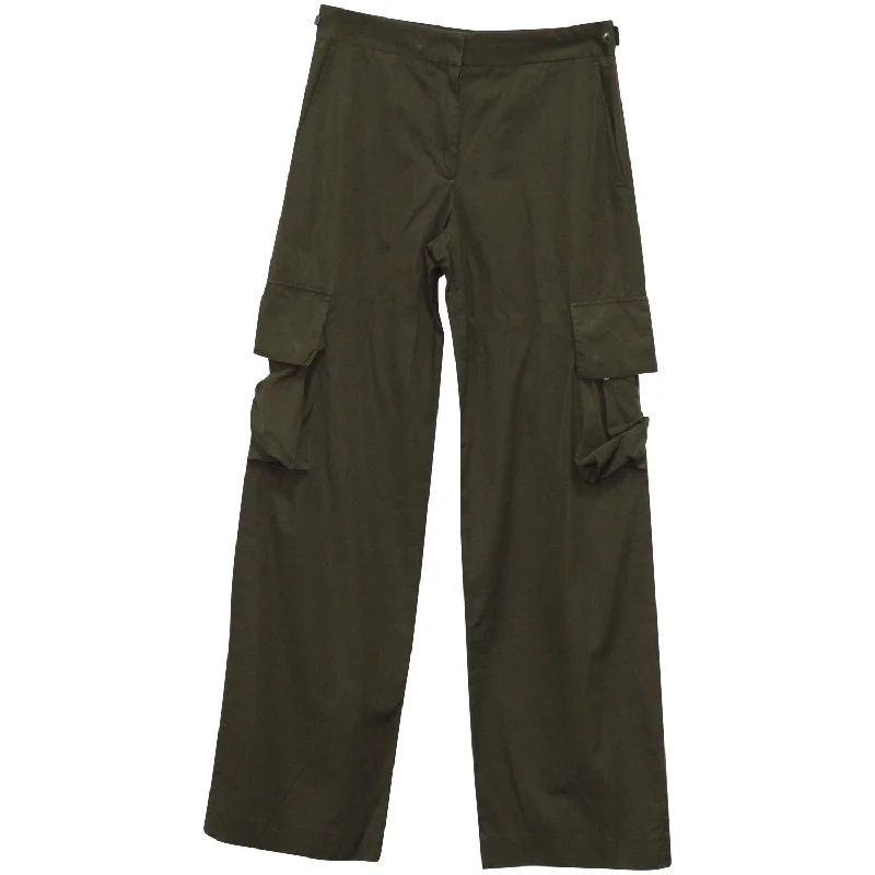 stylish camo pants for women -Helmut Lang Cargo Pants in Khaki Green Cotton