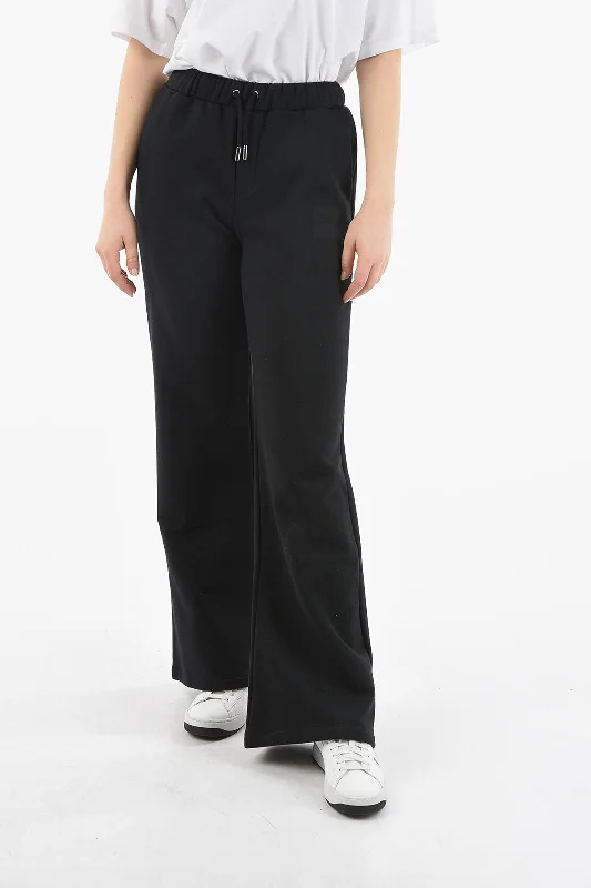 women's printed palazzo pants -Opening Ceremony Fleeced Cotton Bootcut Joggers